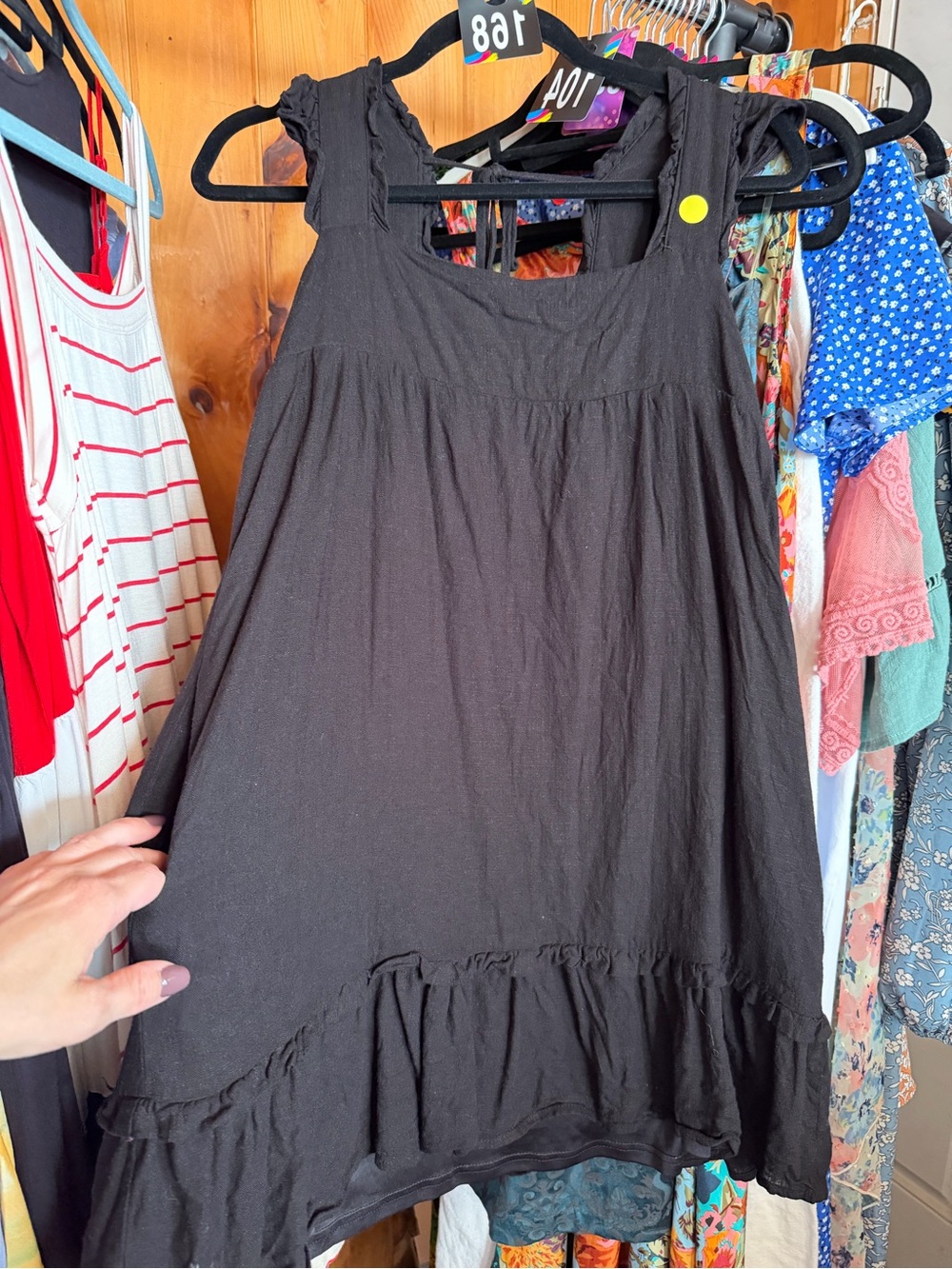 Black Sleeveless Ruffle-Hem Dress